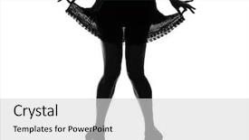  Presentation with disability sports silhouette - Presentation theme with stylish sexy silhouette caucasian beautiful woman legs pulling her summer dress on studio isolated white background background and a light gray colored foreground