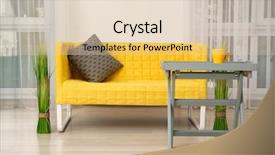  Presentation with deliberate living - Beautiful PPT theme featuring stylish sofa and small table backdrop and a lemonade colored foreground
