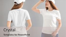  Presentation with welcome back design - Beautiful theme featuring stylish t-shirt and cap backdrop and a light gray colored foreground