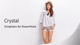  Presentation with cheerful stylish city girl using - Theme enhanced with stylish teenage girl leaning against a wall and looking at the camera background and a white colored foreground