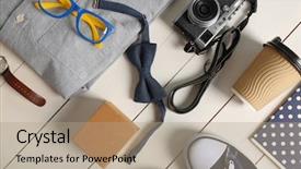  Presentation with traveler - Beautiful presentation theme featuring stylish traveler set backdrop and a coral colored foreground