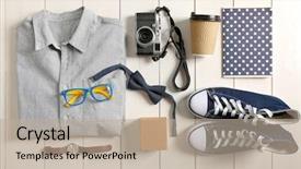  Presentation with traveler - PPT theme having stylish traveler set background and a mint green colored foreground