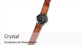  Presentation with leather - Presentation design with stylish-watch-with-leather-wristlet background and a white colored foreground