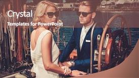  Presentation with luxury yacht - Presentation theme consisting of stylish wealthy couple background and a coral colored foreground