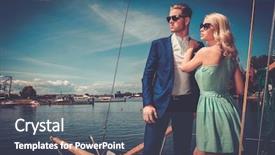 Presentation with luxury yacht - Cool new slides with stylish wealthy couple backdrop and a ocean colored foreground