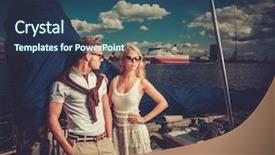  Presentation with yacht - Cool new PPT theme with stylish wealthy couple backdrop and a ocean colored foreground