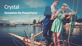  Presentation with luxury yacht - Slide deck with stylish wealthy couple background and a  colored foreground