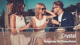  Presentation with luxury yacht - Amazing slide set having stylish wealthy friends having fun on a luxury yacht backdrop and a coral colored foreground