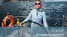  Presentation with luxury - PPT theme consisting of stylish-wealthy-woman background and a ocean colored foreground