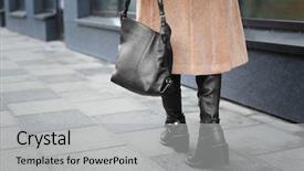  Presentation with black woman at gas station - Presentation theme having stylish woman in black shoes background and a  colored foreground