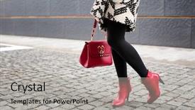  Presentation with red carpet retro style - Cool new slides with stylish woman in red shoes backdrop and a light gray colored foreground