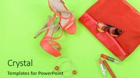  Presentation with cosmetics - Slide set consisting of handbag and cosmetics makeup accessories background and a mint green colored foreground