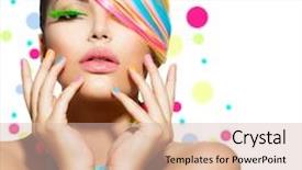  Presentation with beauty makeup - Audience pleasing theme consisting of high voltage electrical transformer high backdrop and a teal colored foreground