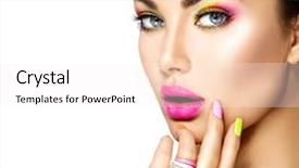  Presentation with manicure - Theme enhanced with stylish woman vivid colors background and a sky blue colored foreground