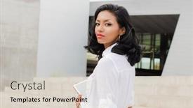  Presentation with formal - Beautiful slide set featuring stylish-woman-wearing-white-formal backdrop and a soft green colored foreground