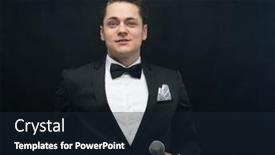  Presentation with actor - Slide deck having stylish-young-man background and a wine colored foreground