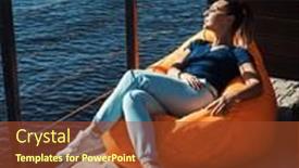  Presentation with relaxing - Slides featuring stylish-young-woman-is-relaxing background and a tawny brown colored foreground