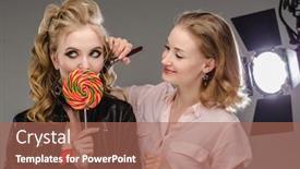  Presentation with eye shadow - Audience pleasing PPT layouts consisting of stylist-applies-makeup backdrop and a coral colored foreground