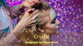  Presentation with hair care - Slide set consisting of stylist-makes-girl-s-hair background and a tawny brown colored foreground