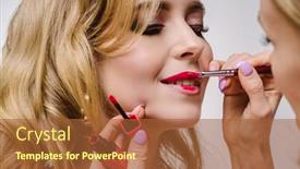  Presentation with salon - Slide set consisting of stylist-paints-lips-of-woman background and a red colored foreground