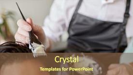  Presentation with hair brush - Presentation theme consisting of stylist with hair dye background and a tawny brown colored foreground