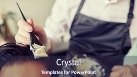  Presentation with beauty salon - PPT theme consisting of stylist with hair dye background and a wine colored foreground