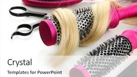  Presentation with hair - Slides featuring stylistic - comb brushes hair and cutting background and a white colored foreground