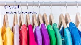  Presentation with closet - PPT layouts with stylistic - fashion clothes on clothing rack background and a sky blue colored foreground