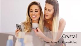  Presentation with hair salon - Theme enhanced with stylistic - picture showing adult woman background and a mint green colored foreground