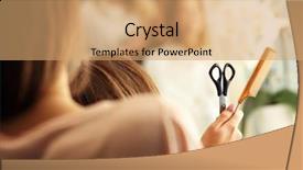  Presentation with buddhas picture - Beautiful PPT theme featuring stylistic - picture showing hairdresser holding scissors backdrop and a coral colored foreground