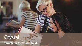  Presentation with hair color - PPT theme enhanced with stylistic - woman selecting a hair color background and a coral colored foreground