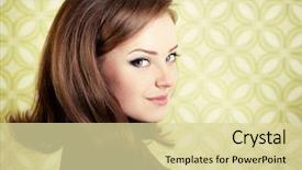  Presentation with 70s - Theme having stylized - art portrait of young smiling background and a blonde colored foreground