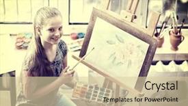  Presentation with artistic artist art brush - Slides enhanced with stylized - artist painting on easel background and a lemonade colored foreground