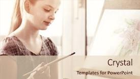  Presentation with movie studio - PPT theme consisting of stylized - artist painting on easel background and a lemonade colored foreground