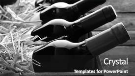  Presentation with straw - Cool new PPT theme with stylized - box with straw and wine backdrop and a dark gray colored foreground