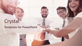  Presentation with stylized - PPT theme enhanced with stylized - close up young business team background and a lemonade colored foreground