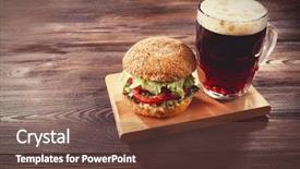  Presentation with hamburger - Slides featuring stylized - glass mug of dark beer background and a tawny brown colored foreground