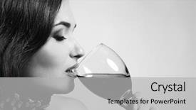  Presentation with black woman - Beautiful PPT theme featuring stylized - portrait of beautiful woman drinking backdrop and a light gray colored foreground