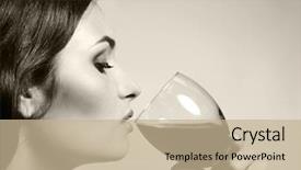  Presentation with bar drinks wine - Slide set with stylized - portrait of beautiful woman drinking background and a mint green colored foreground