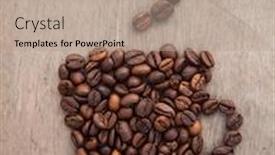  Presentation with stylized - Slide set enhanced with stylized cup of coffee out of coffee beans background and a coral colored foreground