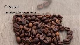  Presentation with stylized - Slide set with stylized cup of coffee out of coffee beans background and a mint green colored foreground