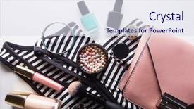  Presentation with stylized - Slide deck with stylized feminine flatlay with glasses background and a sky blue colored foreground