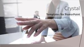  Presentation with stylized - Colorful slide deck enhanced with stylized image of a business women in the workplace backdrop and a white colored foreground