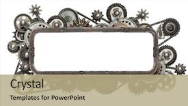  Presentation with mechanical - Presentation design featuring stylized mechanical collage with isolated background and a coral colored foreground