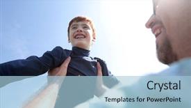  Presentation with father son hands - PPT layouts featuring stylized photo a happy father background and a light blue colored foreground