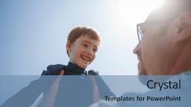  Presentation with father son hands - Theme enhanced with stylized photo a happy son background and a teal colored foreground