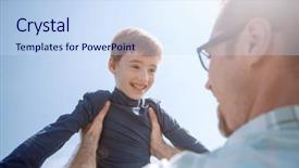  Presentation with father son hands - Cool new presentation with stylized photo a happy son backdrop and a sky blue colored foreground