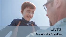  Presentation with father son hands - PPT layouts having stylized photo a happy son background and a light blue colored foreground