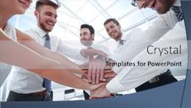  Presentation with stylized - Slide set consisting of stylized-photo-unified-business-team background and a lemonade colored foreground