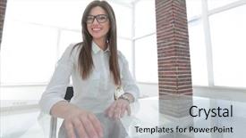  Presentation with stylized - Slide deck having stylized portrait of a business background and a light gray colored foreground